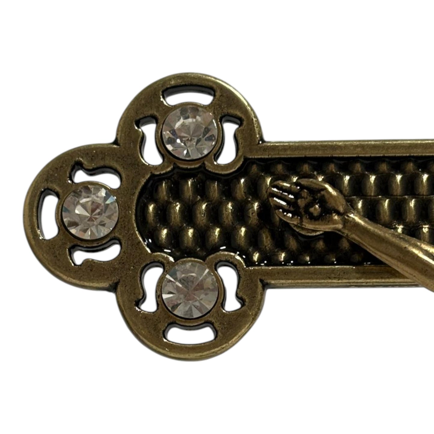 Crucifix for Table in Metal with St. Benedict Medal and Crystals