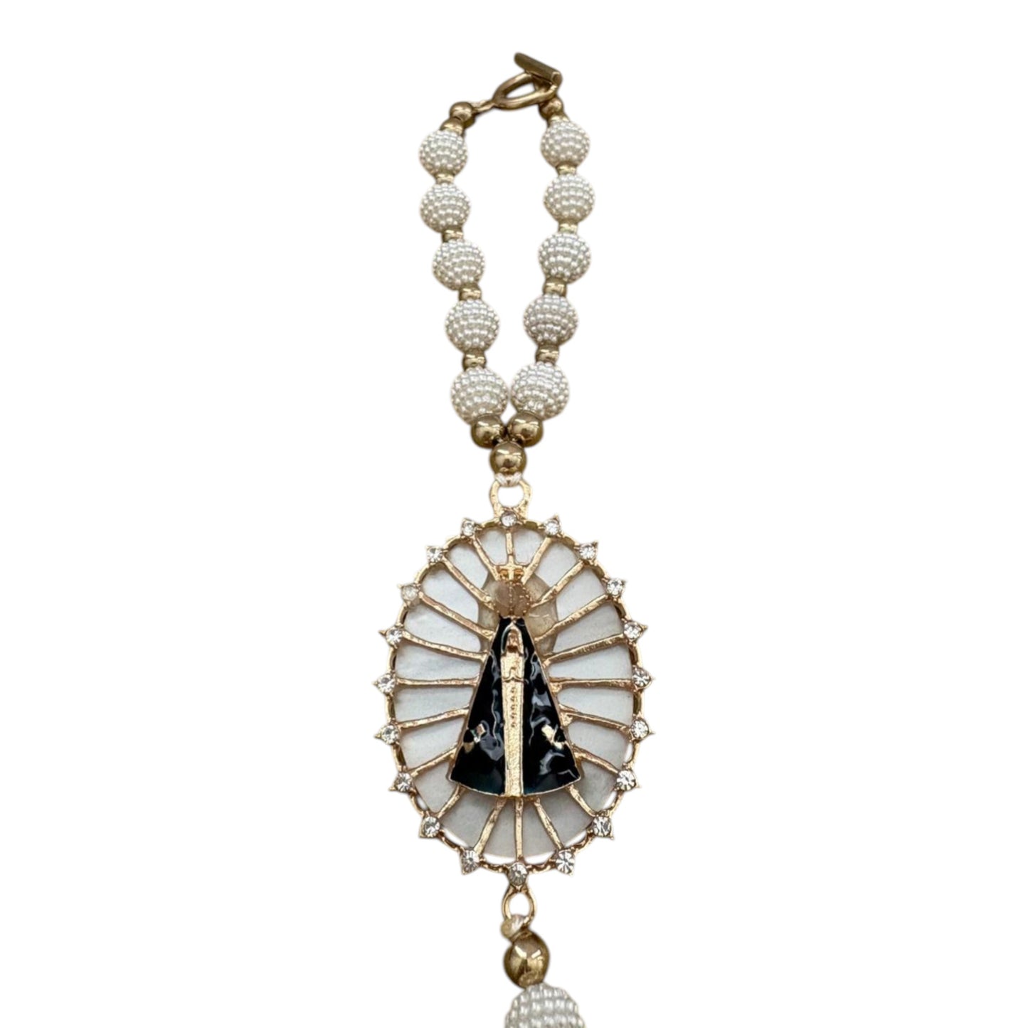 Our Lady of Aparecida Car Rosary – Blue or White Strass Beads