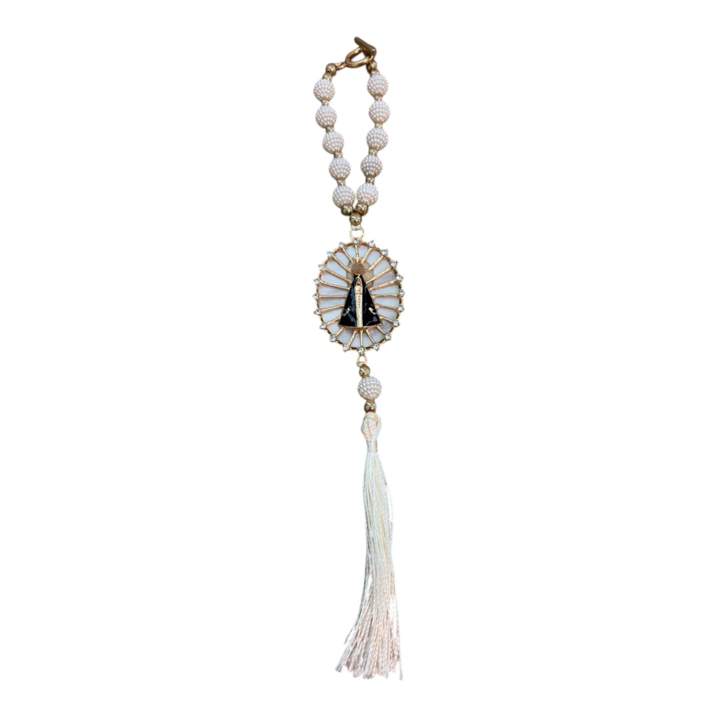 Our Lady of Aparecida Car Rosary – Blue or White Strass Beads