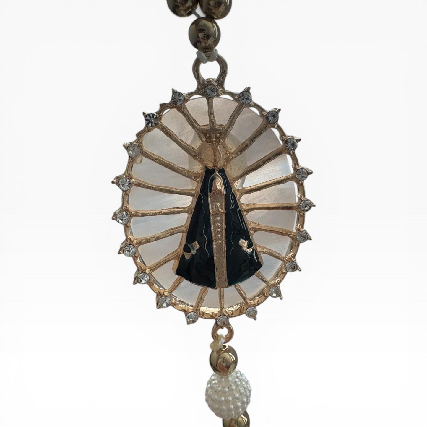 Our Lady of Aparecida Car Rosary – Blue or White Strass Beads