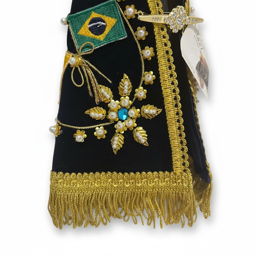 Official Facsimile Our Lady of Aparecida Statue - 11.5 Inch Replica with Authenticity Certificate from National Shrine - Hand-Embroidered Mantle