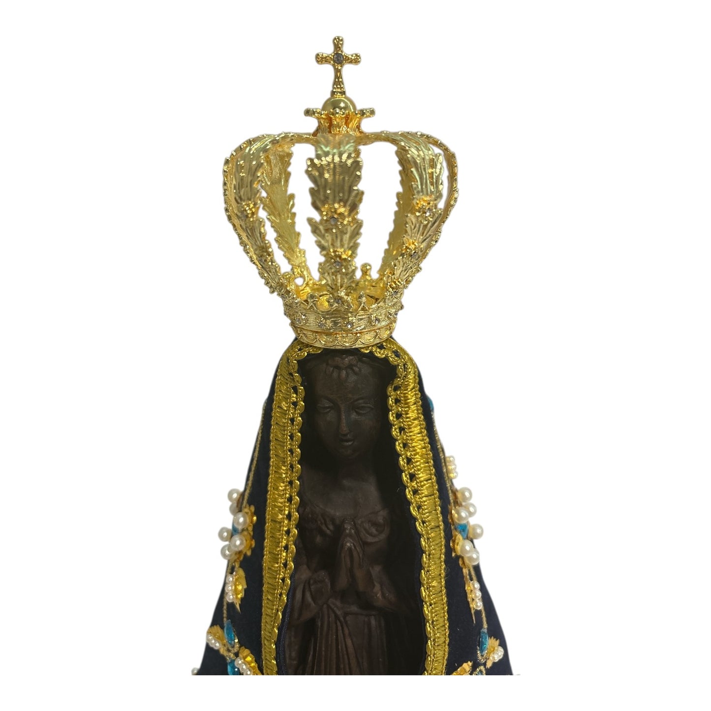 Official Facsimile Our Lady of Aparecida Statue - 11.5 Inch Replica with Authenticity Certificate from National Shrine - Hand-Embroidered Mantle
