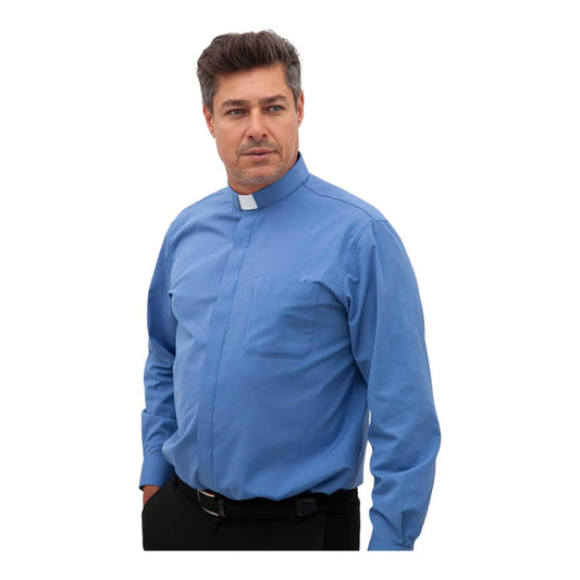 Long Sleeve Cobalt Blue Clerical Shirt