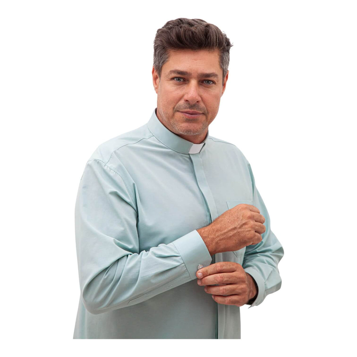 Lavander clerical shirt, long sleeve, cuff detail