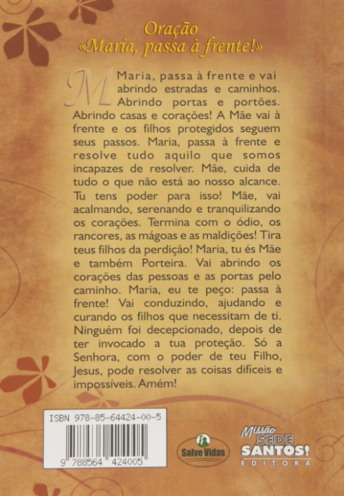 Back cover of a book with text and decorative elements on a brown background