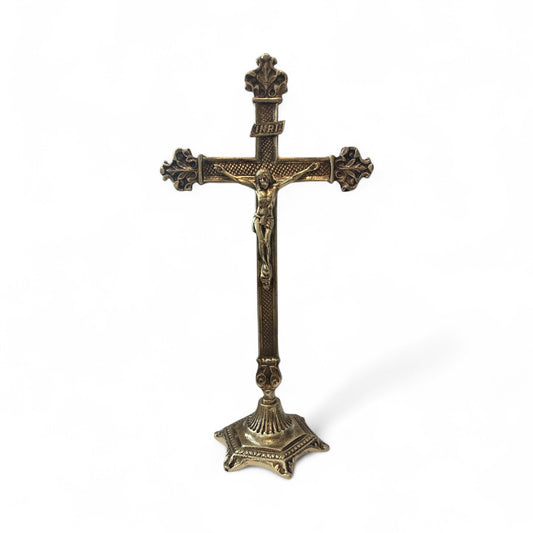 Bronze Tabletop Crucifix 15.7 Inch - Elegant Catholic Cross