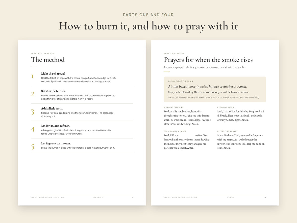 How to burn resin incense on charcoal, with prayers for when the smoke rises